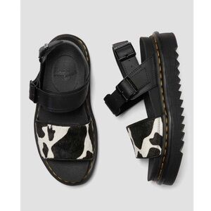 Doc Martens Voss Hair On Platform Sandals Black Friesian Womens Size 5 36